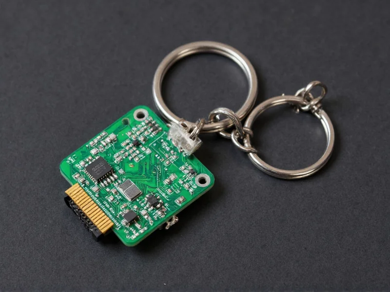 Small circuit board piece transformed into keychain