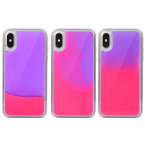 Neon Sand Liquid Mobile Phones Case, Quicksand Cell Phone Covers for iPhone X/XS Luminous Phone Case