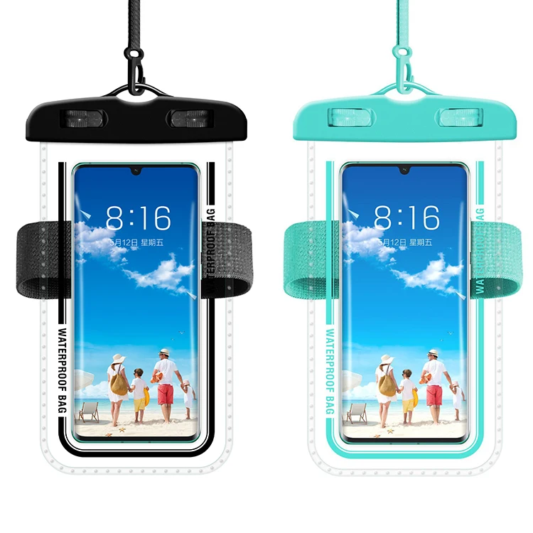 7.2 Inch Survival Whistle Arm Armband TPU IPX8 Waterproof Cell Phone Dry Bags Outdoor Swim  Mobile Phone Cellphone Pouch