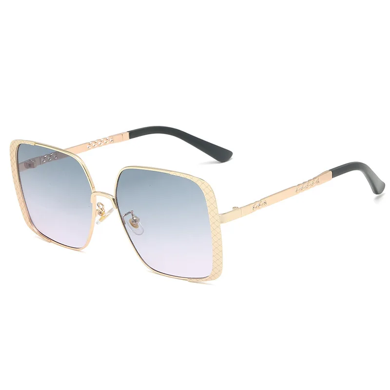 

MJ-0337 Fashionable Gold Box Personality Street Snap Sunglasses Hd Lens Square Foot Silk Gradient Trendy Sunglasses Women