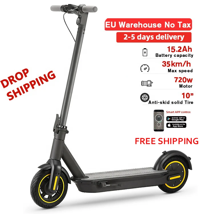 

EU Stock Max G30 10 inch Electric Scooter 15Ah Adult Kick Scooter 33KM/H Fold Skateboard 720W Adulte Bicycle With App E Scooter, Black