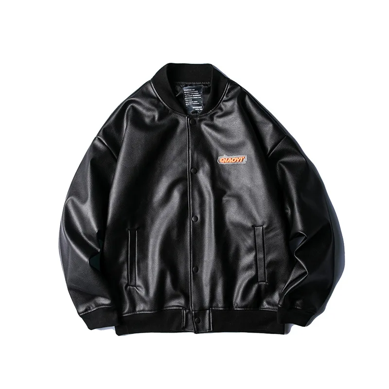 

Men's Spring Casual Fashion Leather Jacket Bomber Jacket Print Loose Polyester Shell Leather Fabric for Winter Thick Thickness