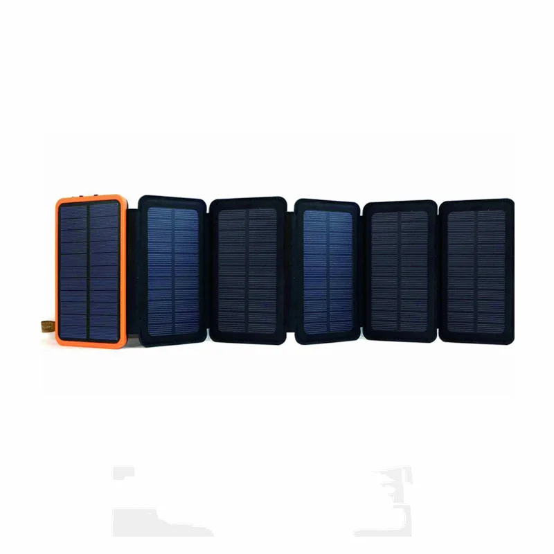 

New waterproof foldable solar panel 20000mah dual usb portable power bank outdoor led OEM power charger, Black/blue/orange