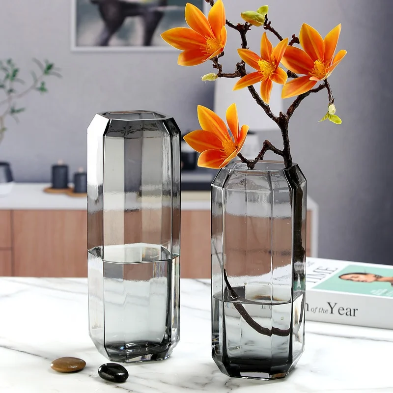

Wholesale Grey Minimalist Square Geometric Stained Glass Flower Vase