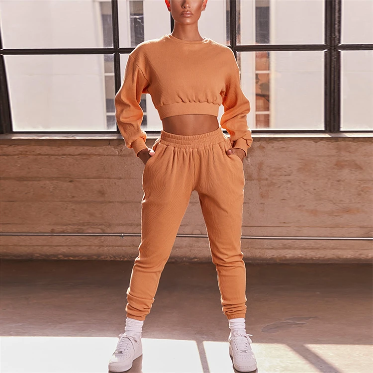 

D96135 Casual fashion long sleeve two piece set two piece set women clothing long pants set