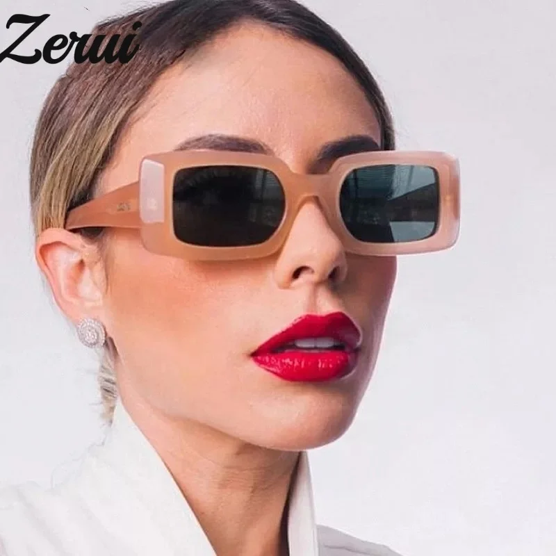 

Vintage Small Rectangle Women Sunglasses Ins Popular Fashion Pink Light Tea Eyewear Men Trending Sun Glasses Shades UV400, Multi-colored