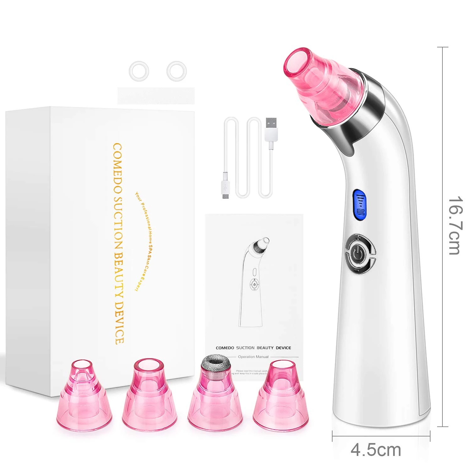 

Factory Price Electric 4 Head Pore Blackhead Cleanser Remover Vacuum Extractor Tool Kit For Beauty Skin Nose Care