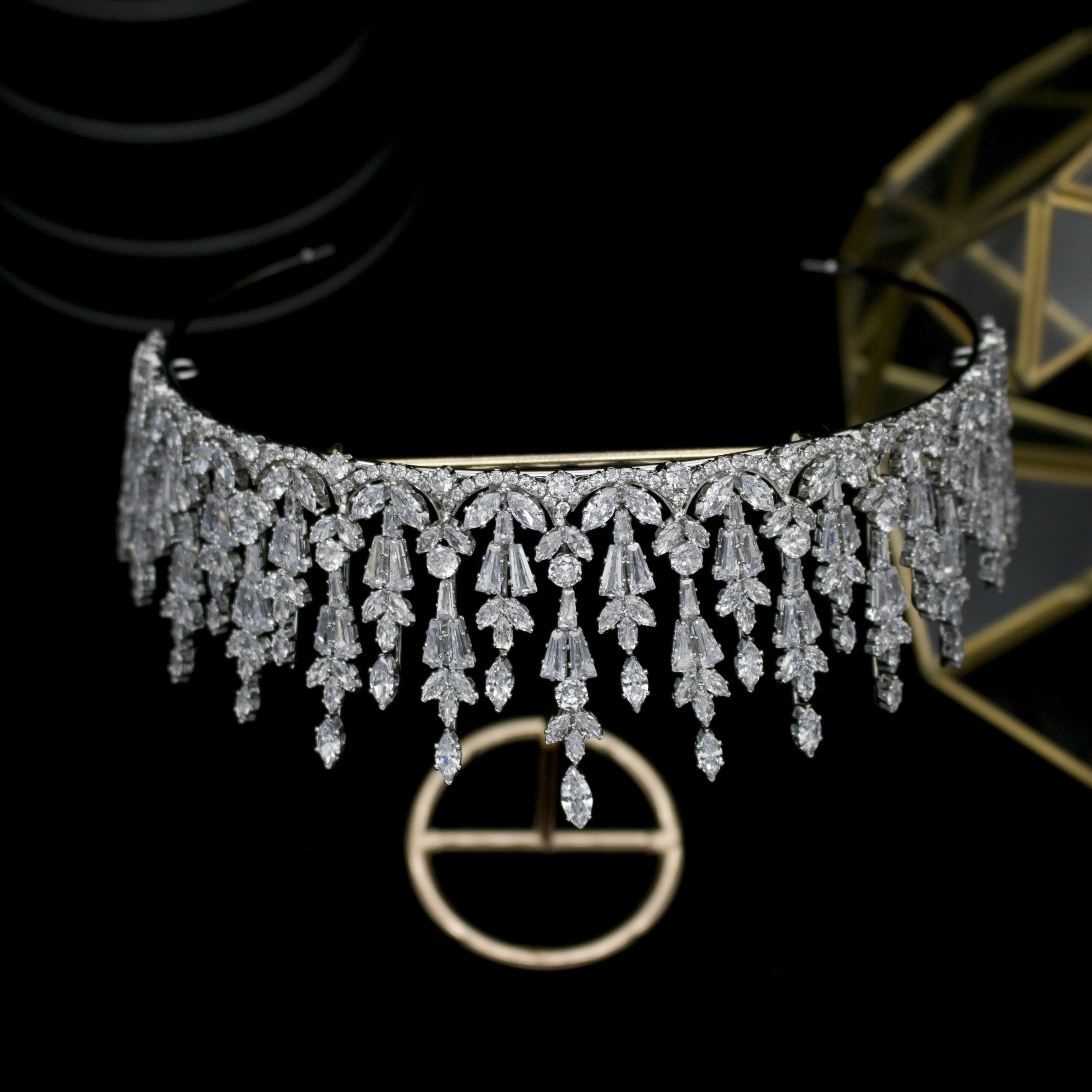 

pageant Silver Magnificent Trendy Tiara Bride Jewelry Crystal Queen King Zircon Rhinestone hair big Round wedding hight crown