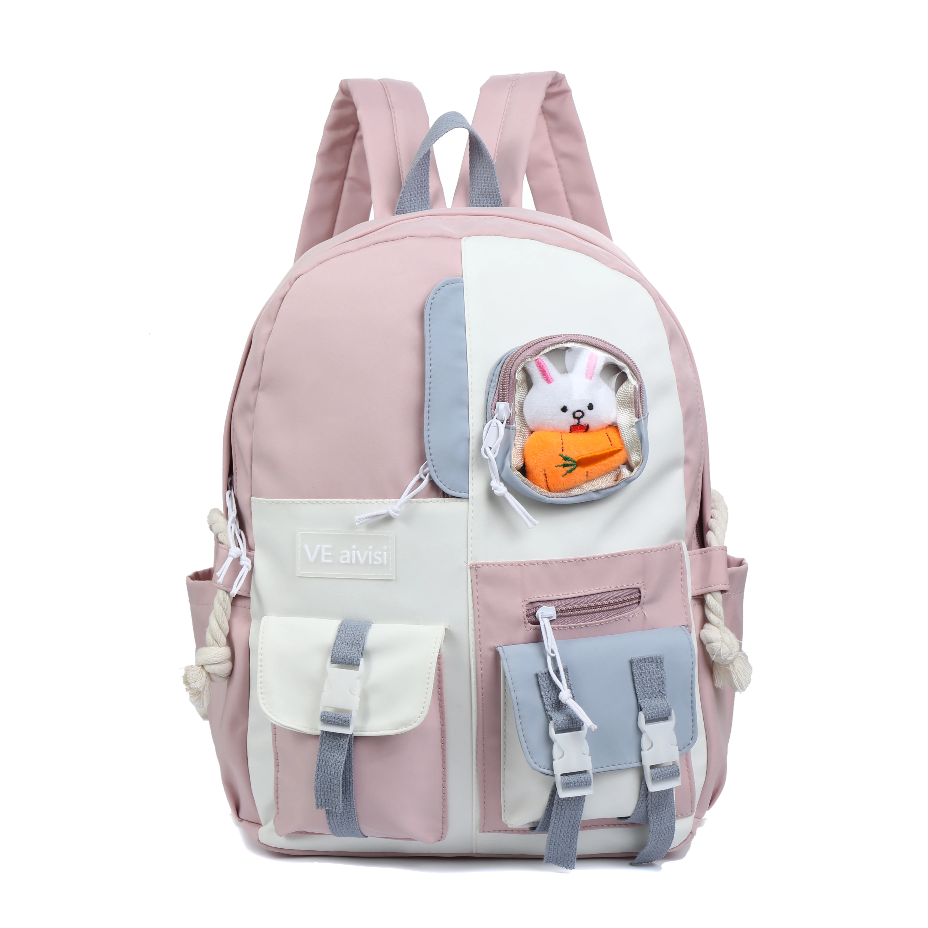 

New Fashion Lightweight Cute Waterproof Large Capacity Junior High School Students Canvas Backpack Women, Customized color