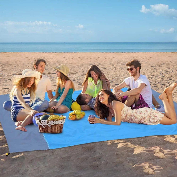 JR Customize Outdoor Large Size Foldable Beach Mat Sand-proof Waterproof Picnic Blanket For  Camping Travel