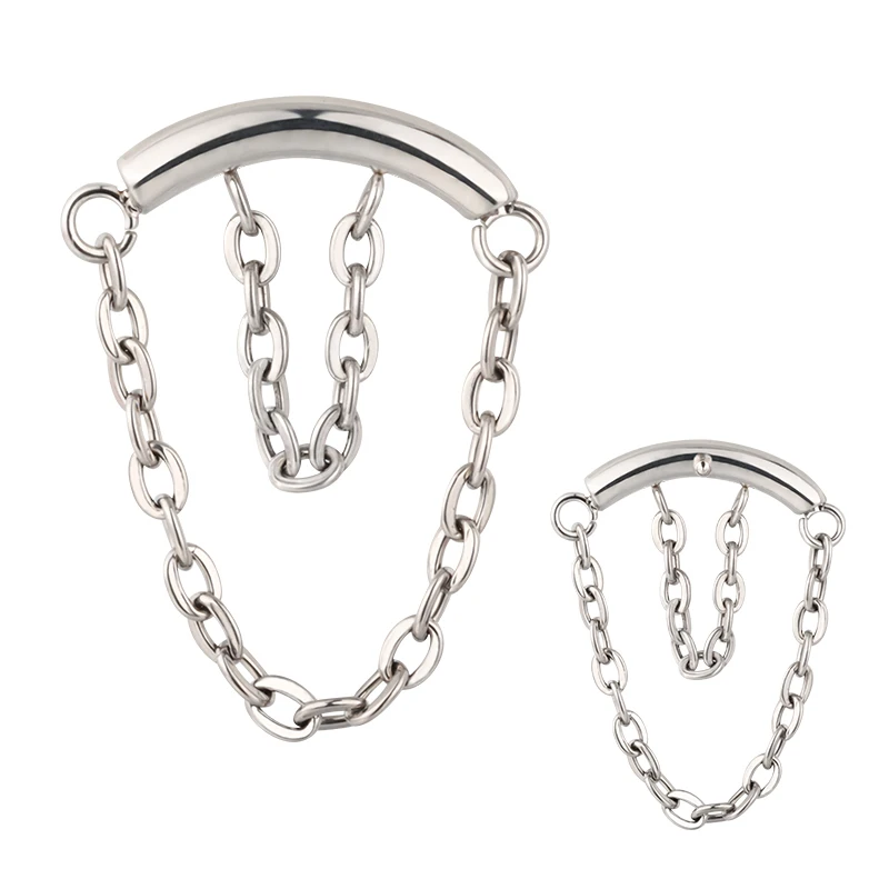 

ASTM F136 Titanium Piercing Fashion Jewelry Hangs Curved Bar Internally Threaded Top Polished Chain Nose Rings Wholesale