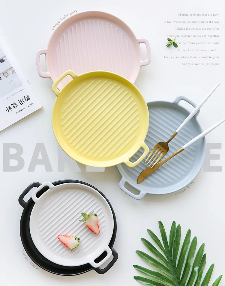 9 Inch Ceramic Bakeware With Double Handle Northern European Style ...