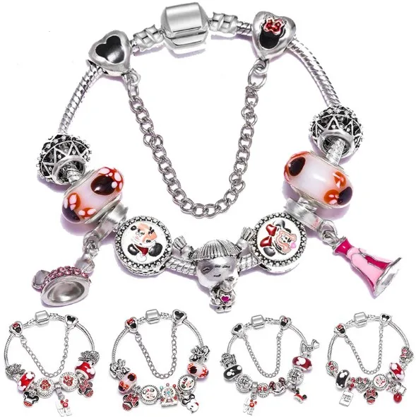 

New different styles mickey mouse baby girl bracelet mickey n minnie charm bracelets, Picture