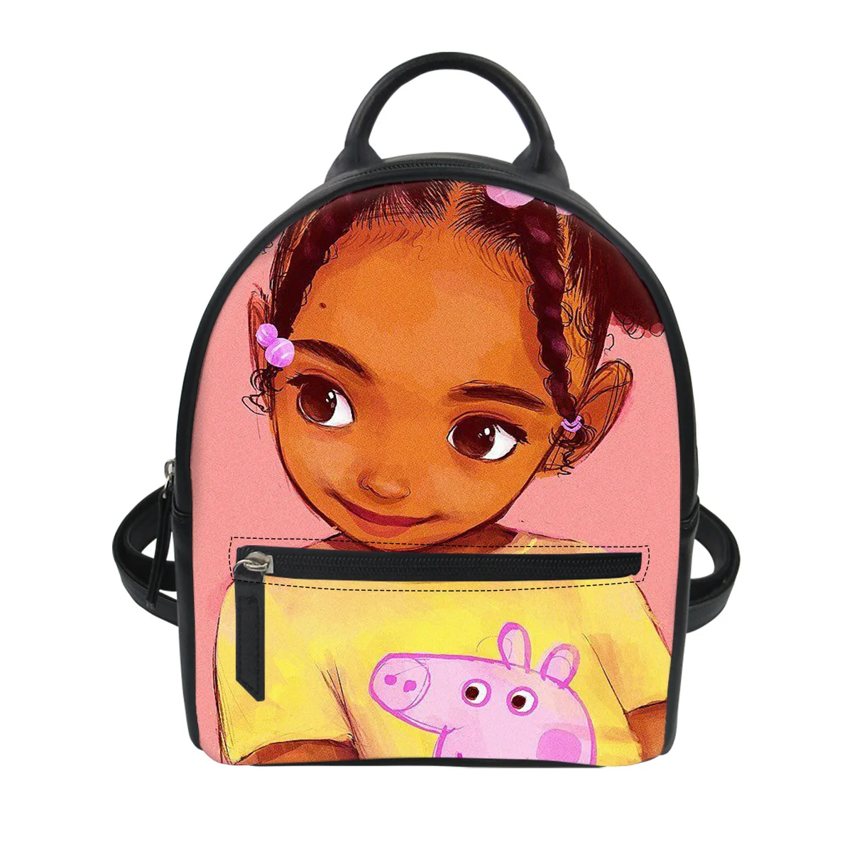 

Custom Print Mini Backpack Women PU Leather Shoulder Bag Multi-Function Small Bagpack Female School Backpack