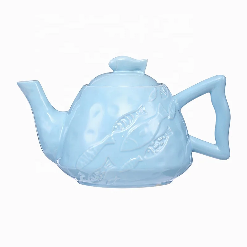 

1400ml large capacity blue ocean design high quality non-slip Japanese ceramic teapot, Bule