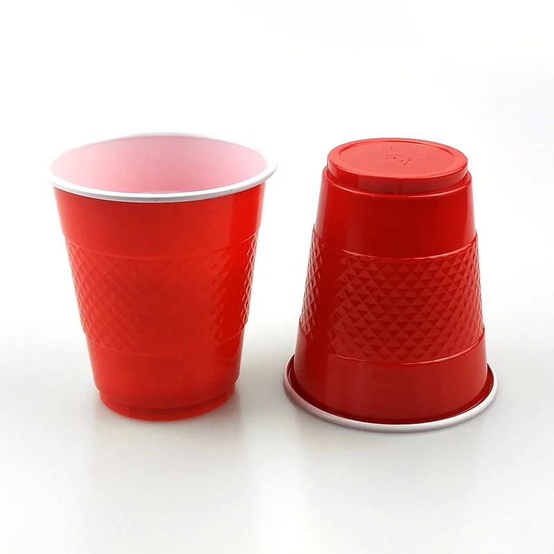 
Custom Color Disposable PS Drinking Cup Red Plastic Party Cups 
