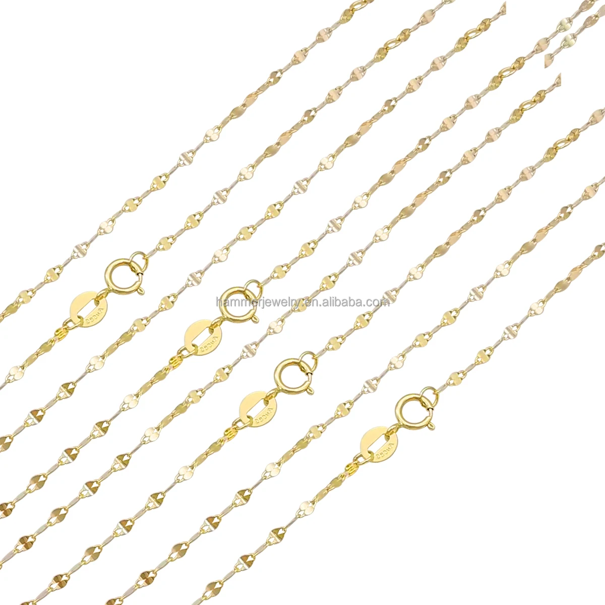 

Light Weight Lip Chain Chain Customized Solid AU585 14K 18K Yellow Gold Chain For Permanent welded jewelry