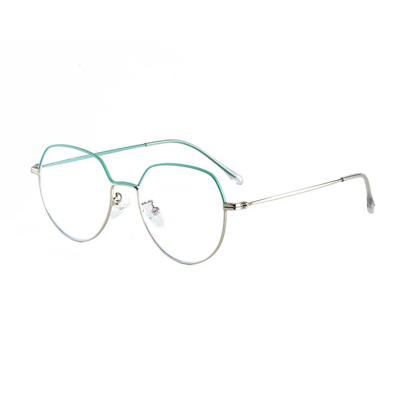 

MJ-0370 The New Fashion Female Both Men And Women Show Thin Blue Flat Metal Big Frame Vintage Sunglasses