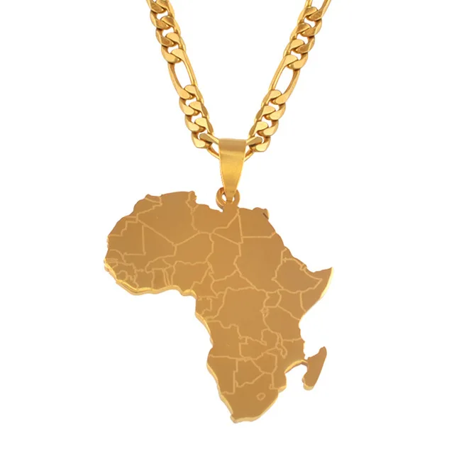 

Fashion Hip-hop Gold plated Africa Map Pendant Chain Necklace for women men