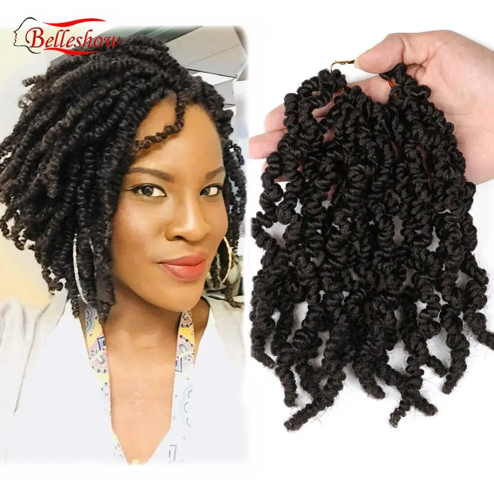 

Hot sell Curly Pre-twisted Spring Twist Hair 10 inch Pre-Twisted Passion Twist Crochet Braids Kinky Bomb Spring Twist Hair, Natural color