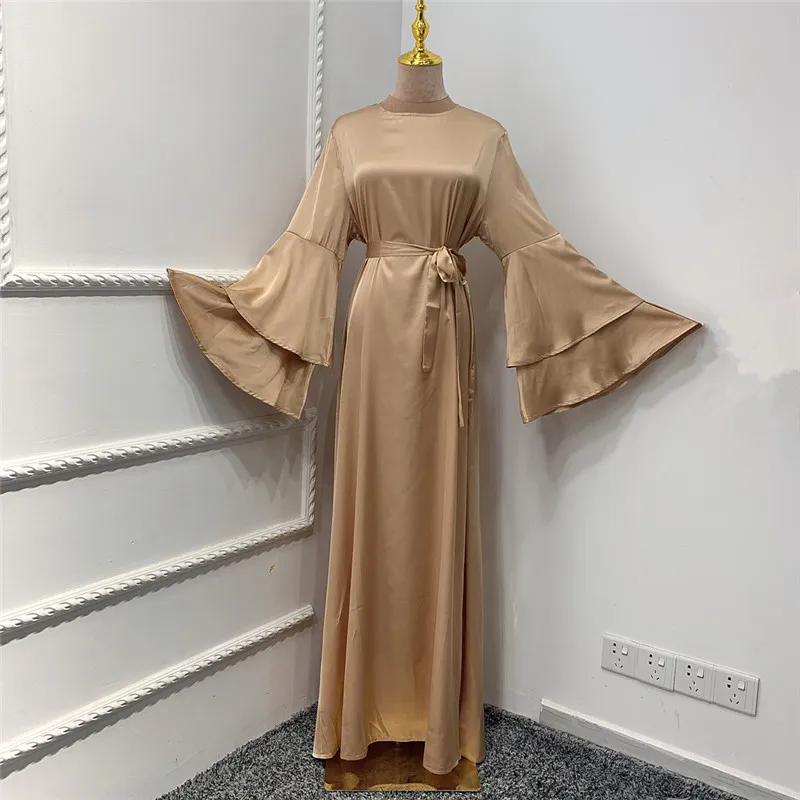 

2021 Satin Modern Fashion women dress Islamic India Dubai abaya clothing turkish islamic clothing wholesale, Blue,purple,gray,khaki