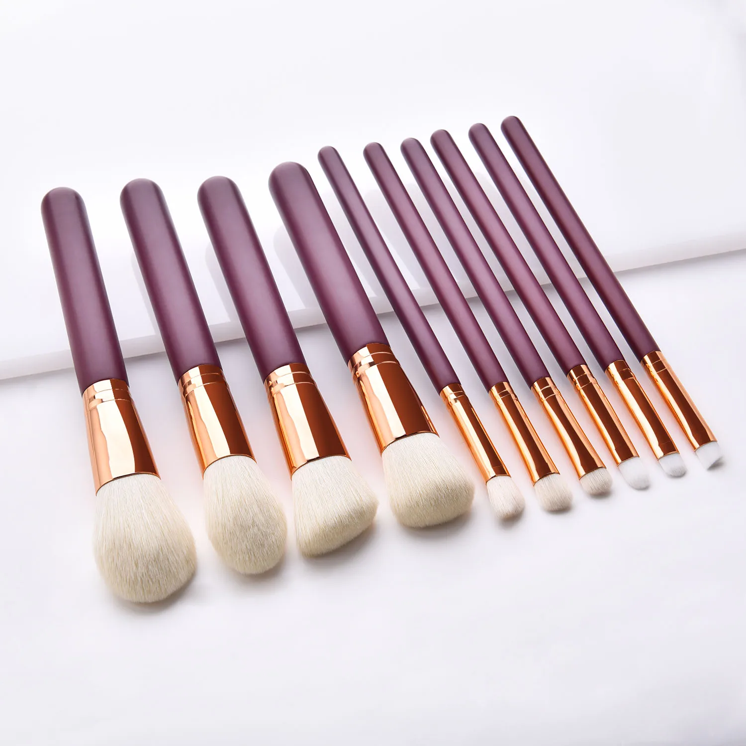 

OEM 10pcs Purple Red Makeup Brush Set with High Quality Synthetic Hair