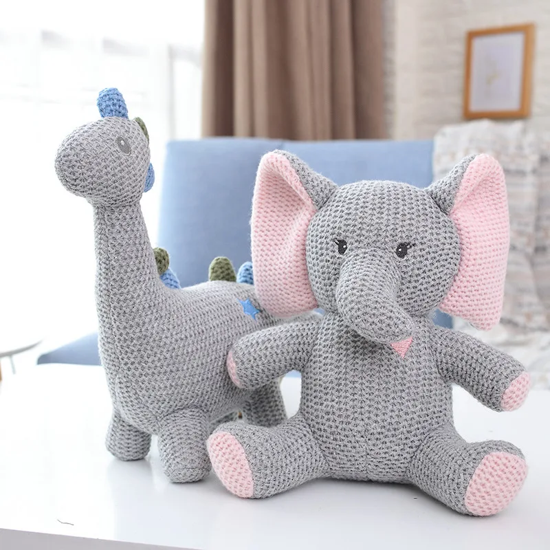 
Sample 22Dollar free shipping 8 Elephant plush toy cute dinosaur doll for kids gift Knitting toy 