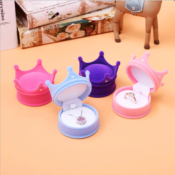 

China Factory Wholesale Imperial Crown Velvet Necklace Ring Earring,Jewelry Packaging Gift Box, Purple,red, blue, pink or customized