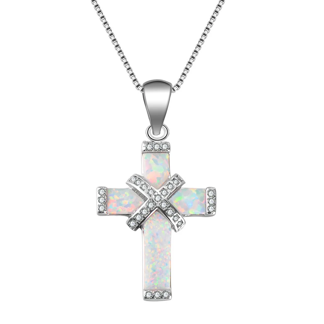 

New style diamond moonstone cross necklace (SK1168), As picture