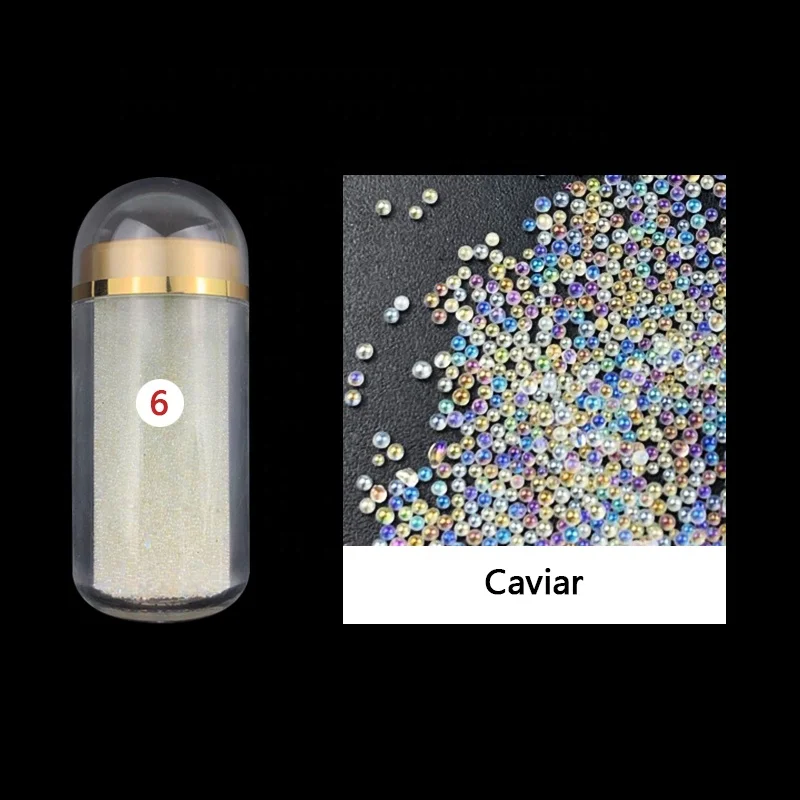 

1 Bottle Colorful Glitter Nail Art Decorations Mini Caviar Beads Crystal Tiny Rhinestones Glass Micro Bead For 3D Nails DIY