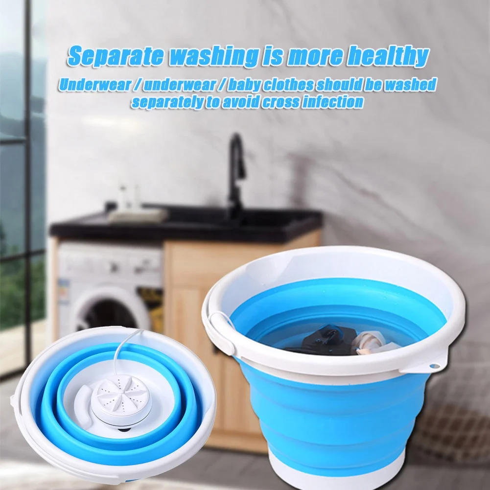 
Folding Laundry Tub Basin Portable Mini Washing Machine Automatic Clothes Washing Bucket 