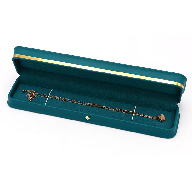 

Custom PU Grain Leather Jewelry Long Chain Box Bracelet Necklace Gift Box Packaging
