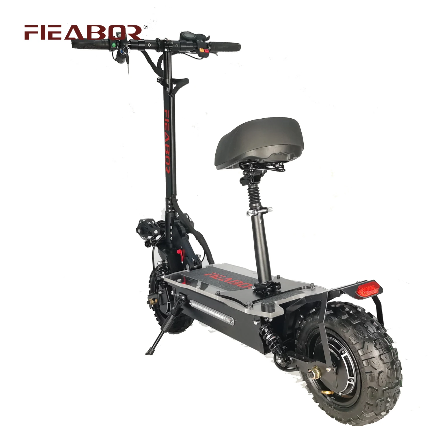 

Fieabor Off Road Electric Scooter Dual Motor Foldable 2 Wheel with Spring Shock Absorption and Four-eye Front Light