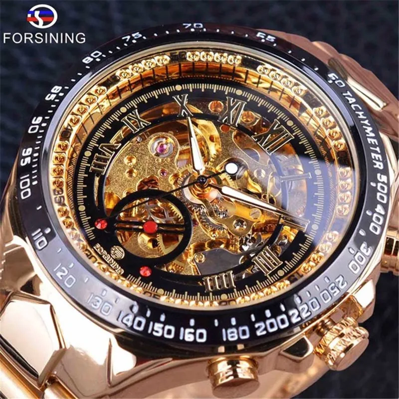 

forsining top brand stainless steel back cover men's fashion casual luminous pointer waterproof mechanical watch