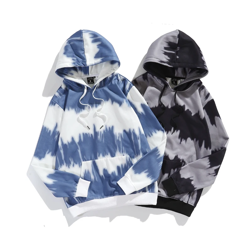 

Black And Blue For Men Tie Dye Pullover Color Long Sleeve Unisex Fleece Lining Hoodie Clothing Manufacturers