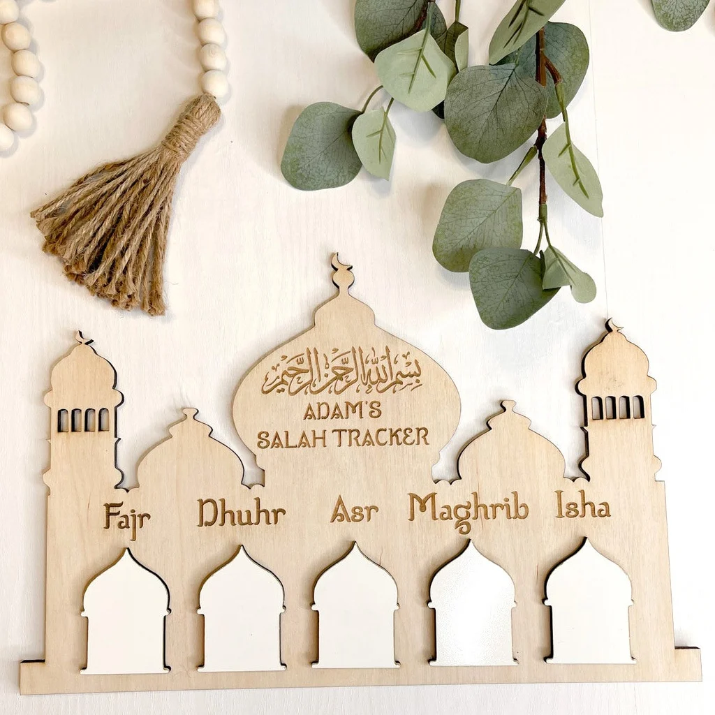 

DAMAI Islamic Muslim Calendar For Eid Mubarak Wall Hanging Decoration Wooden Castle Countdown Message Board Craft