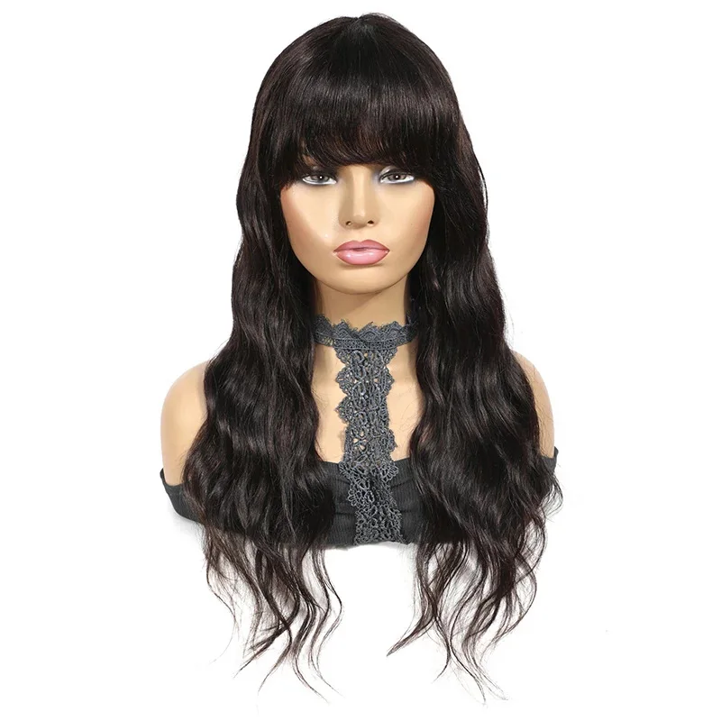 

Hot Sale Black Long Curly Wigs Hair Fluffy And Natural Blunt Bangs Headwear Custom Color Wig, Picture color