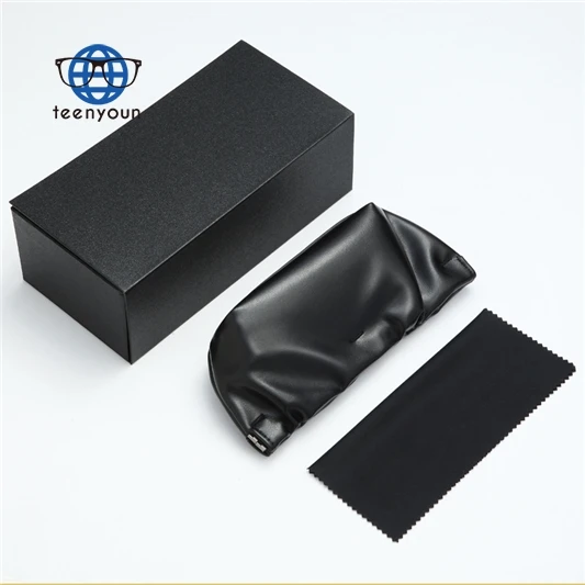 

Teenyoun Black Storage Box Custom Logo Sunglasses 2023 New Paper Portable Soft Pu Leather Cases Cloud Glasses Packing Set
