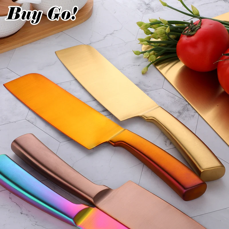 

Custom Logo Kitchen Chef Knife Color Plated Stainless Steel Kitchen Knife