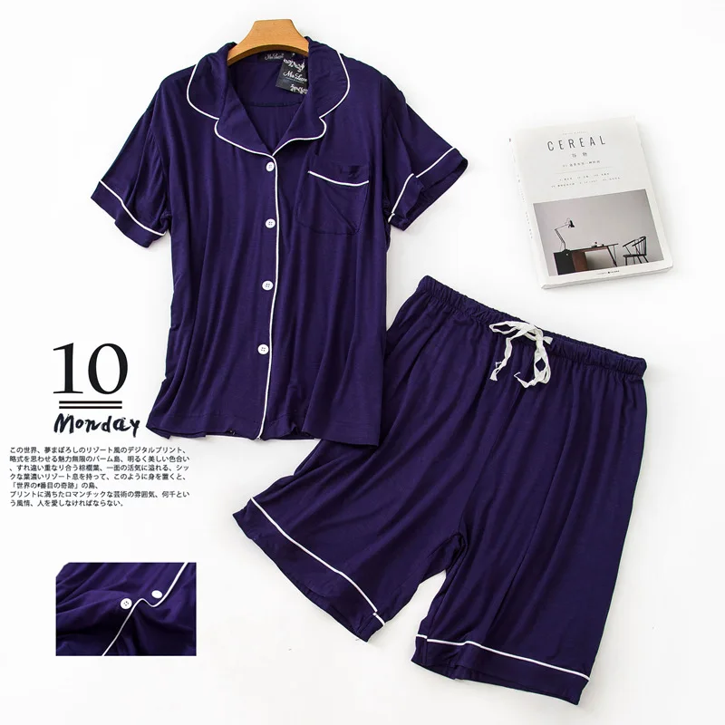 

Women 2020 Summer Modal Soft Button Down Shorts Two Piece Women Pajamas Sets Ladies Night Sleepwear Pajama Set Drop Shipping