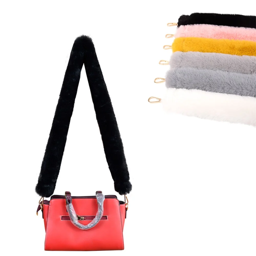 

Tanqu 1pc 120cm Faux Fur Furry Belt Strap Handles with hook for Winter Autumn Women Totes Shoulder Handbags OBag bag accessories