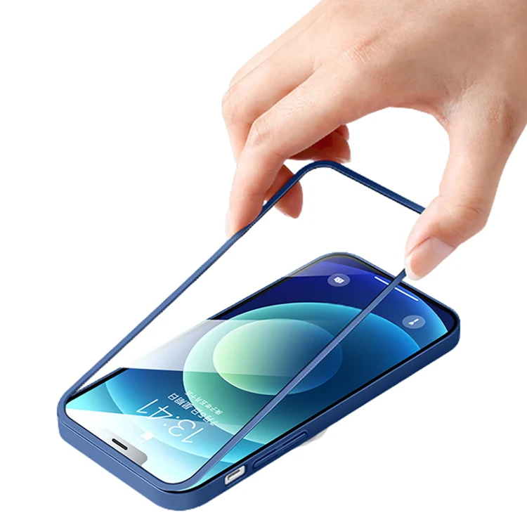 

Wholesale Anti Scratch HD Tempered Glass Hard PC Phone Case For iPhone 13 Screen Protector, Black / blue / green / light green / navy blue / purple / red / white