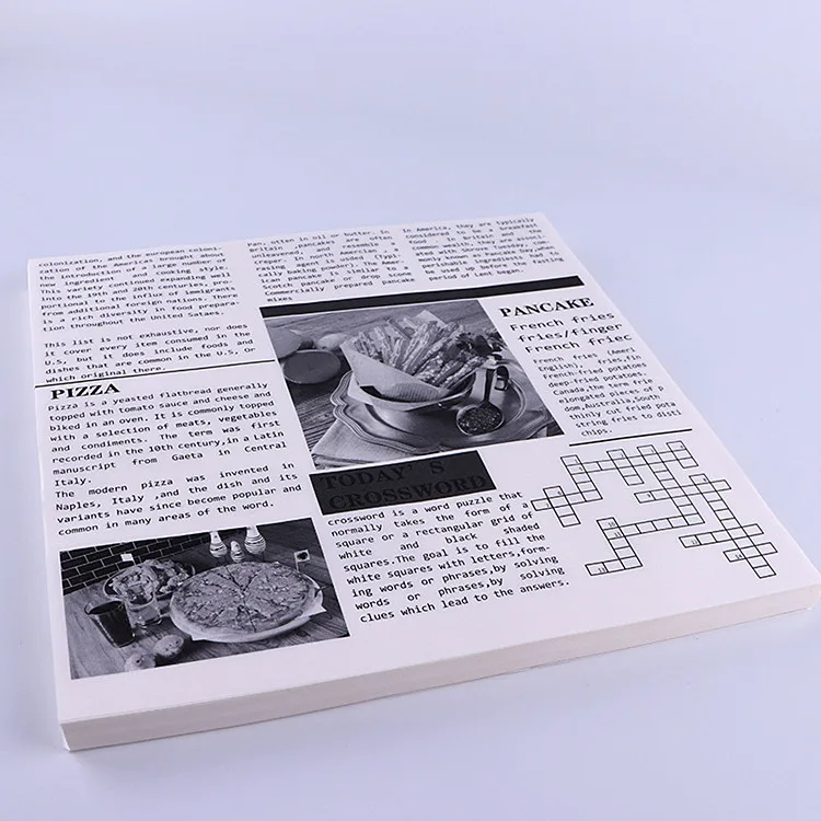 
Newspaper style paper liner greaseproof 