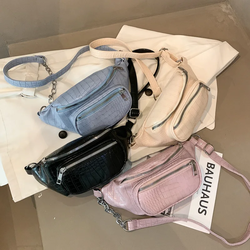 

2021 Alligator Pattern Ladies Fanny Pack Women PU Leather Waist Woman Shoulder Bag Snakeskin Pattern Waist bags, As picture