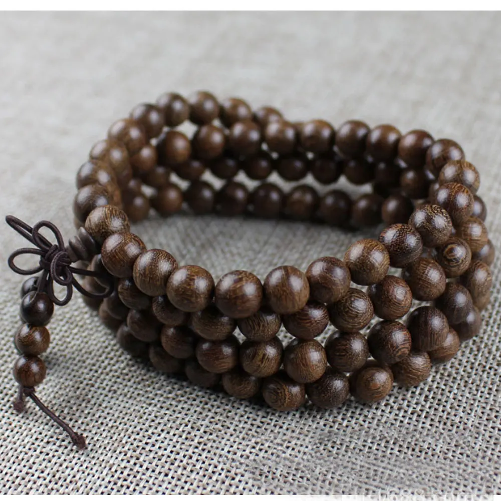 

Handmade Jewelry natural golden sandalwood mala prayer wooden beads Buddhist bead Wood Meditation Necklace Bracelet