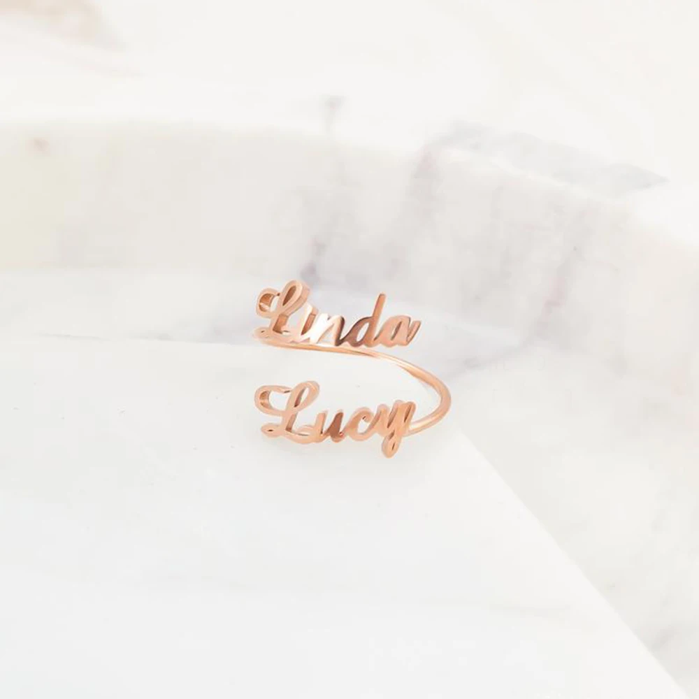 

New Arrival Hot Sale Stainless Steel Personalized Name Letter Ring Jewelry Customized Name Rings For Women, As the pics