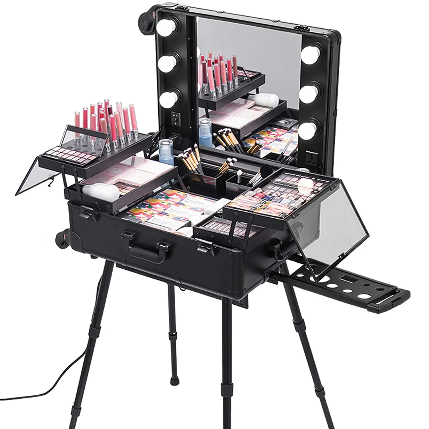 Professional Aluminum Light Cosmetic Case Trolley Case With Lights And Mirror,Makeup Station