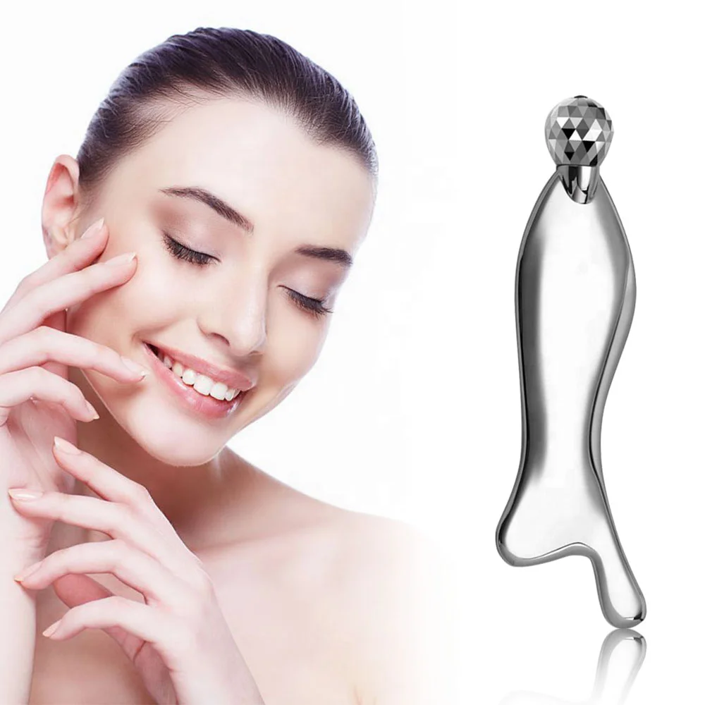 

New Hot Product Portable Roller Fish Shape Body Massage Scraper Lifting Beauty Scraping Roller Massager, Sliver