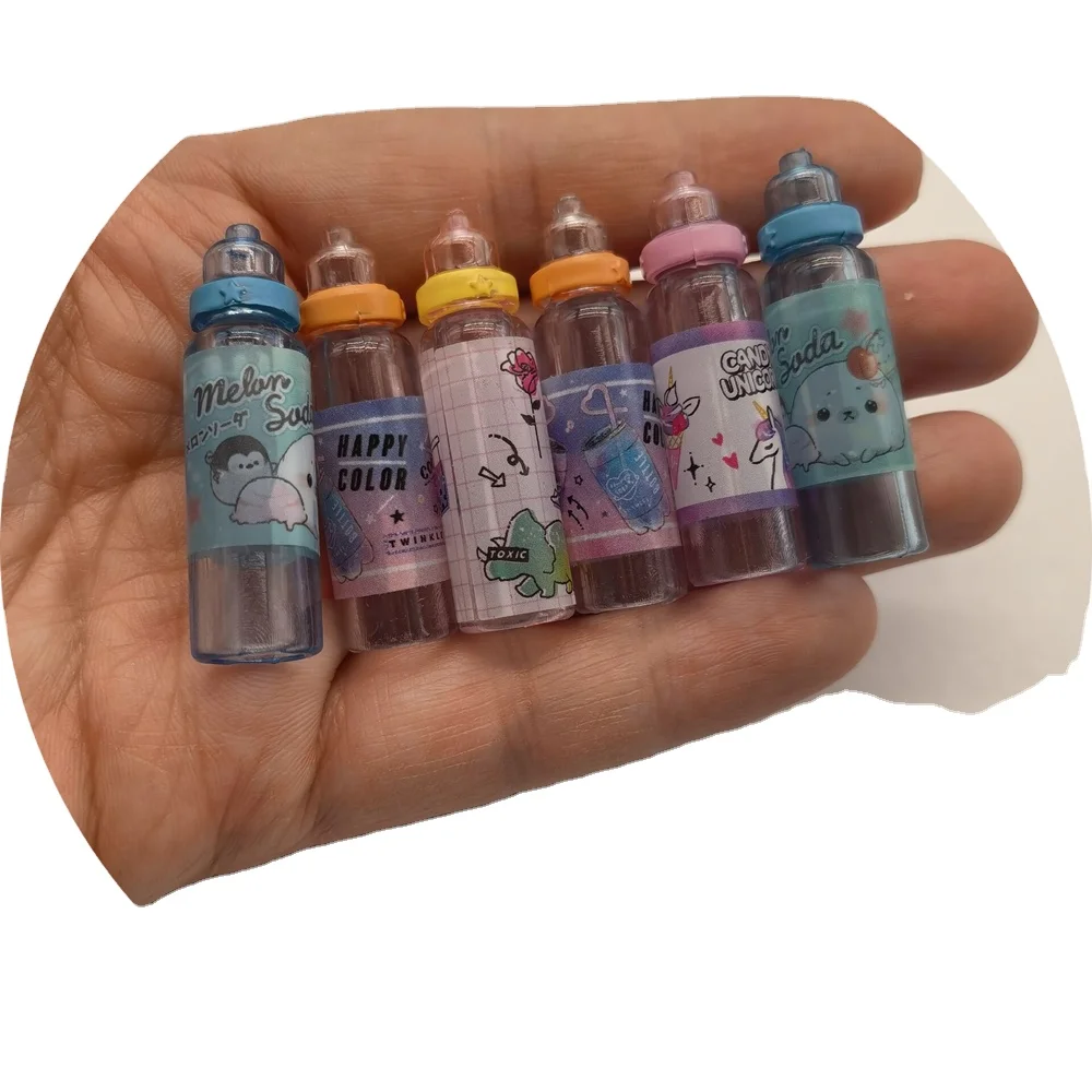 

1:6 Scale Miniature Feeding Bottles For Dollhouse Play Pretend Kitchen Food Toys For Children Mini Drink