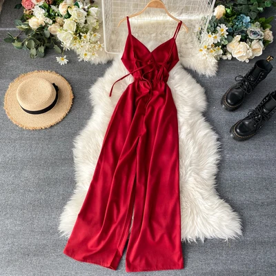 

2020 New fashion women sexy backless slings long jumpsuits